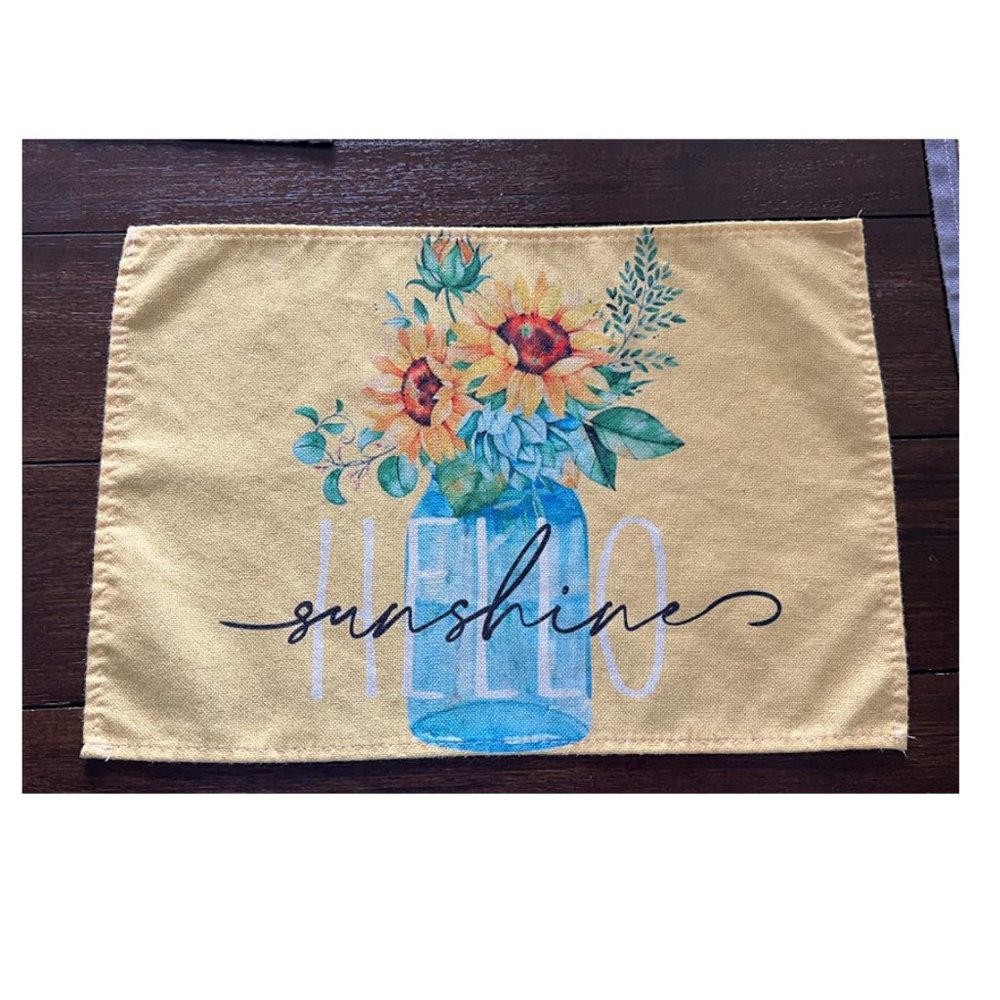 Farmhouse Table Placemats Spring Cottage Decor Floral Sunflower Decorations 4pc